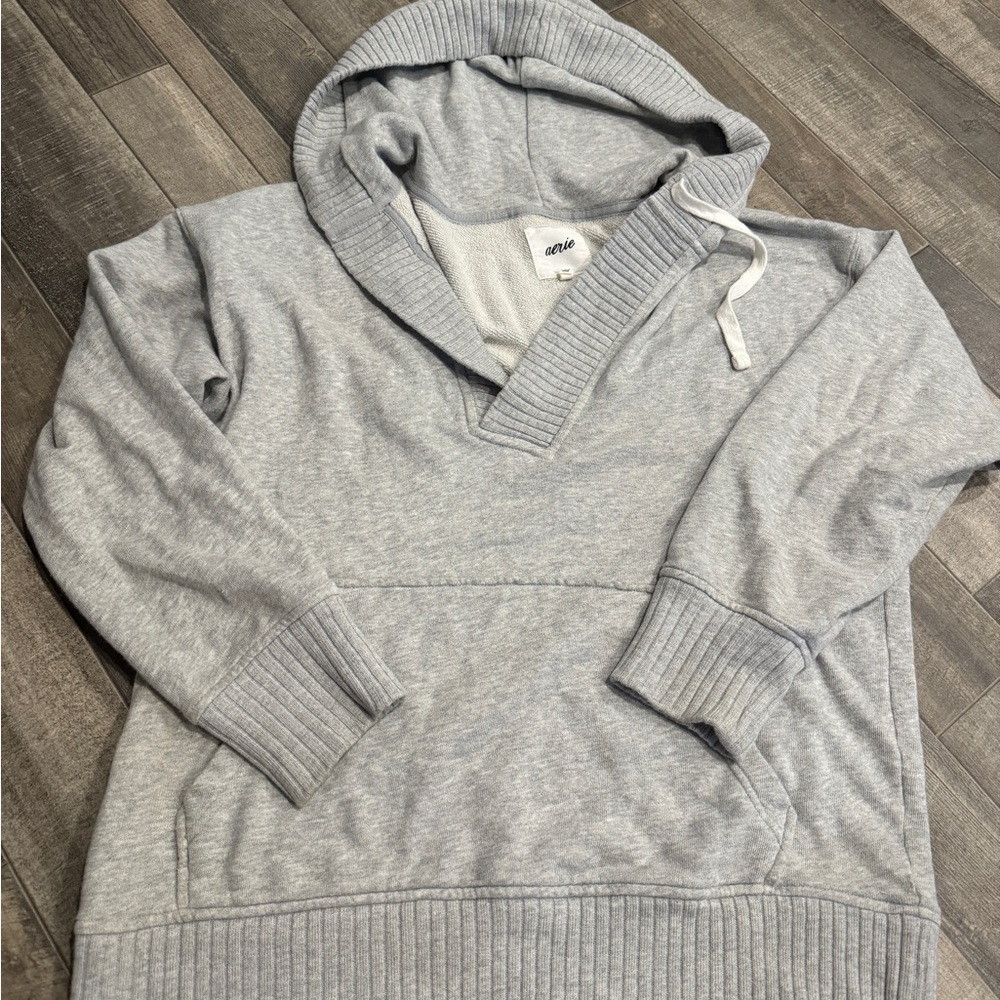 Aerie Light Gray V-Neck Sweater for Men